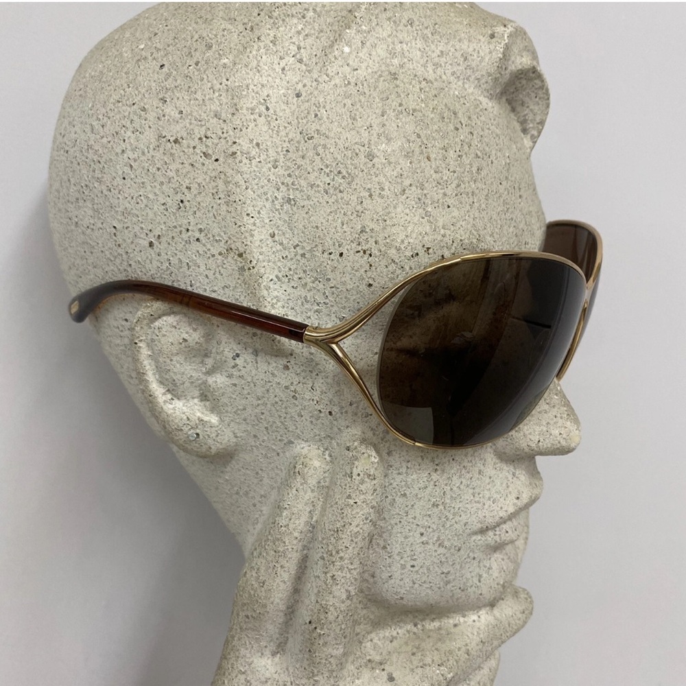 Authentic Tom Ford Gold and Brown Oversized Sunglasses